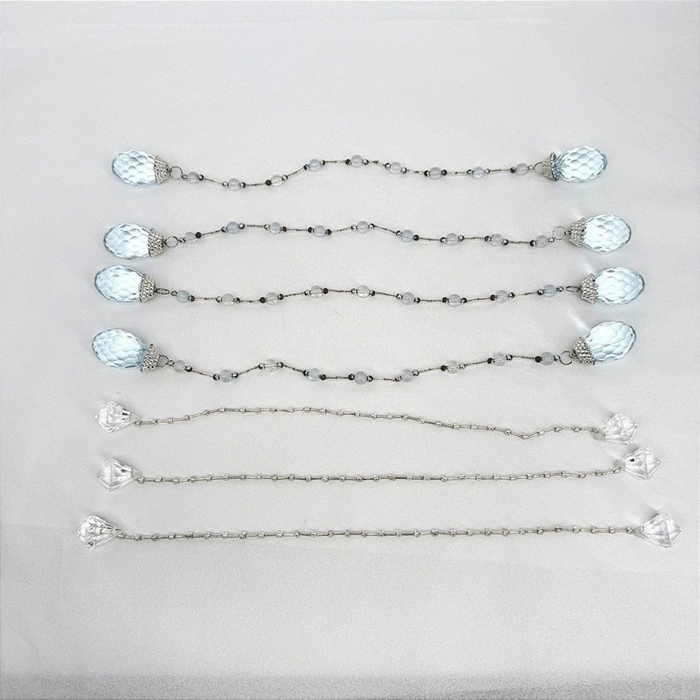 Crystal Look Beaded Suncatcher Ornament LOT Faux Aquamarine Clear Decorative‎